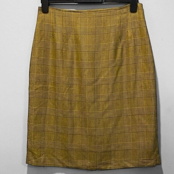 Jones New York Yellow Plaid Pencil Pencil Skirt Size 12 - Picture 3 of 16